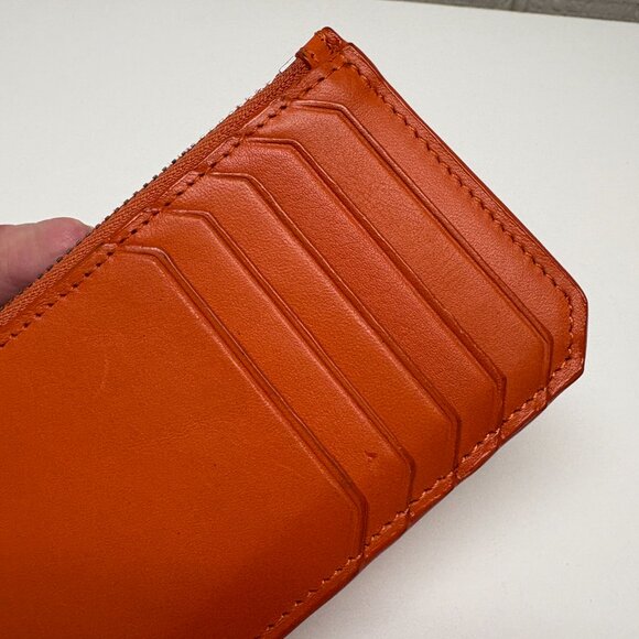 Royce New York Zippered Credit Card Wallet - Orange Leather - Picture 3 of 5